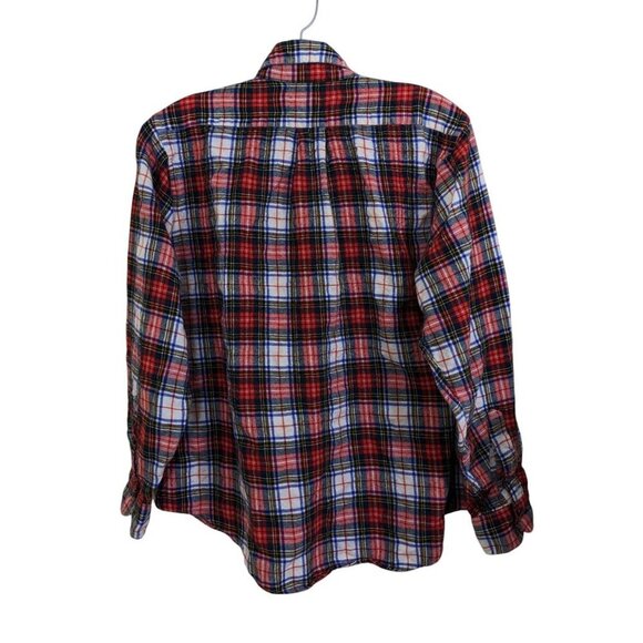 Vintage Viyella Shirt Mens L Red Plaid Cotton Wool Button Up Woven in Scotland - Picture 2 of 3